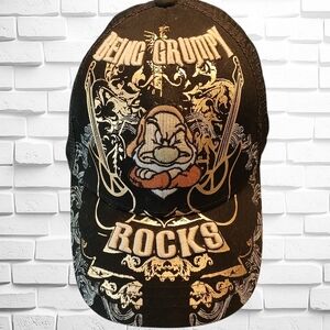 Disney "Being Grumpy Rocks" Mesh Back Hat, Black&Gold Adjustable